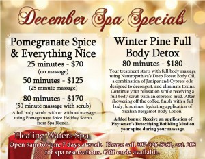 December Spa Specials from Healing Waters Spa