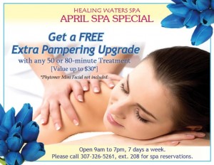 Healing Waters Spa April Spa Special and Spa Sale