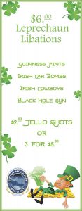 Saratoga St. Patrick's Day Libations & Menu Special Features
